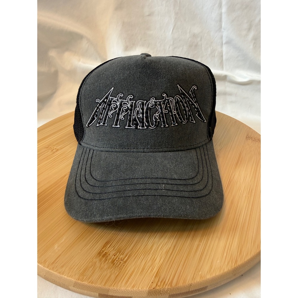 Affliction Black Night Hat Mens Trucker Cap Charcoal Grey Snapback‎ A26373 New